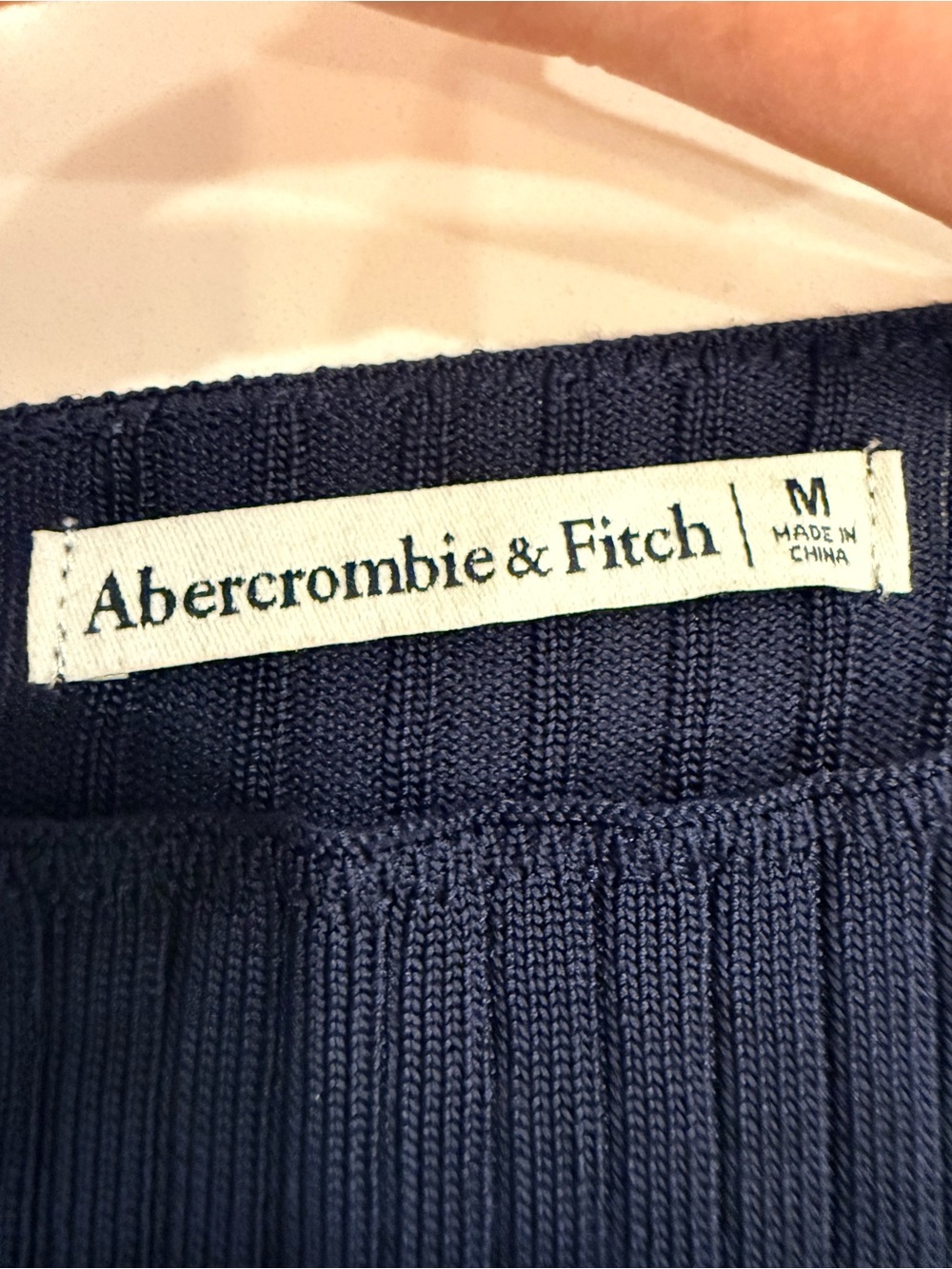 Abercrombie & Fitch Ribbed Boatneck Long-Sleeve Top - Navy Blue - Picture 2 of 7